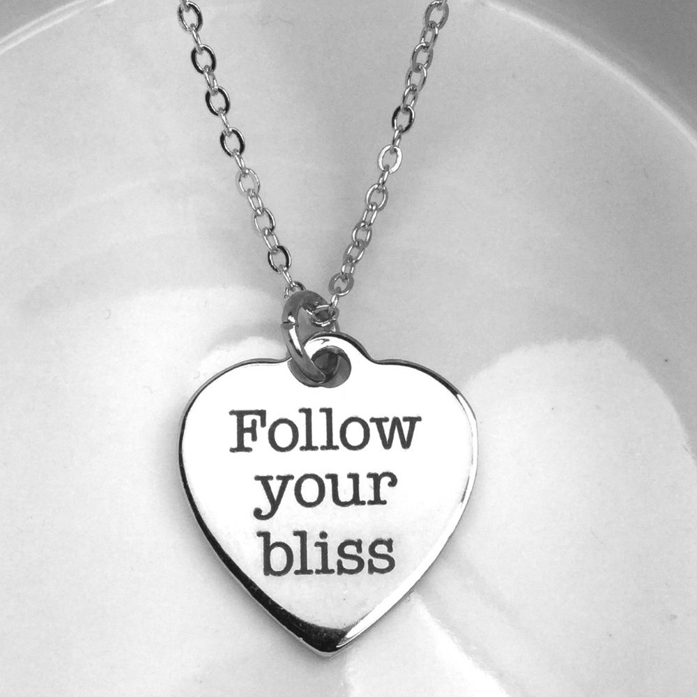 Miniature Follow Your Bliss Motivational Inspirational Quote Charm Gift Necklace